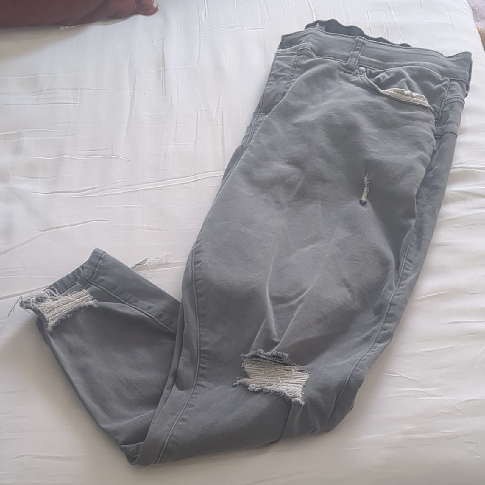 Torrid Gray Distressed Skinny Jeans
